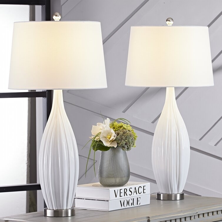 Set di 2 lampade da tavolo in porcellana bianca standard 31 (Set di 2)