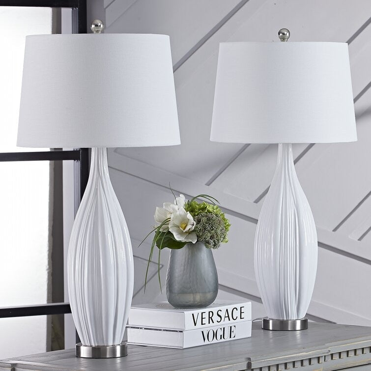 Set di 2 lampade da tavolo in porcellana bianca standard 31 (Set di 2)