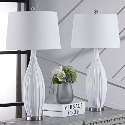 Set di 2 lampade da tavolo in porcellana bianca standard 31 (Set di 2)