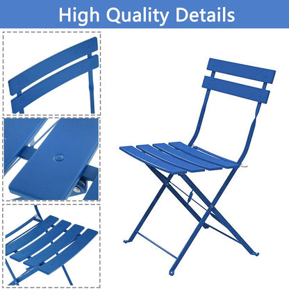 Set da bistrot pieghevole in metallo da 3 pezzi, set da conversazione per esterni/interni resistente alle intemperie, ideale per patio, cortile, giardino.