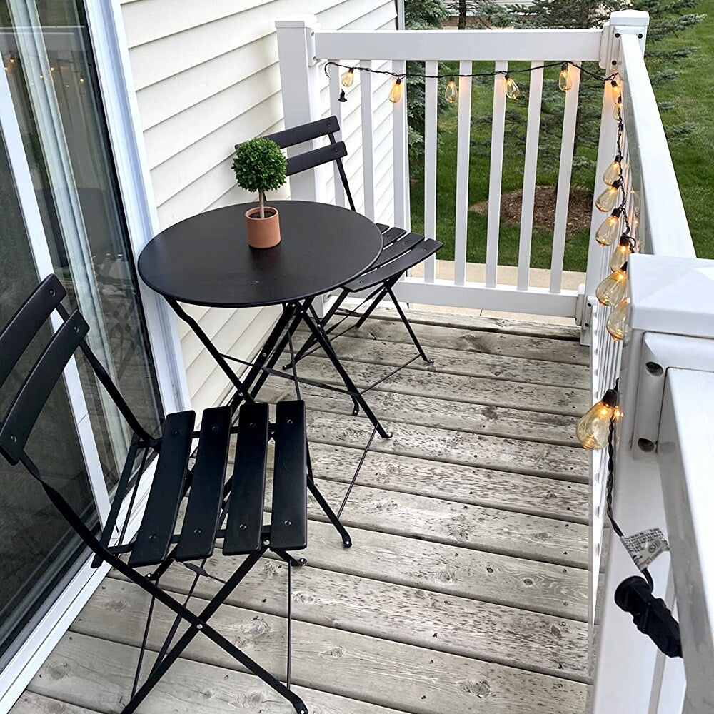 Set da bistrot pieghevole in metallo da 3 pezzi, set da conversazione per esterni/interni resistente alle intemperie, ideale per patio, cortile, giardino.