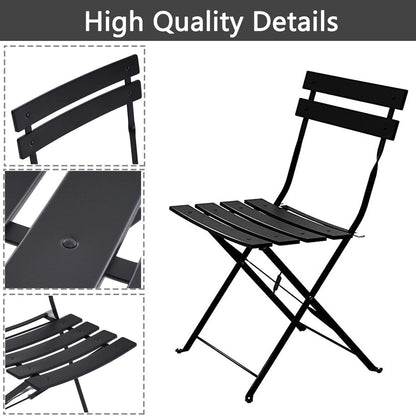 Set da bistrot pieghevole in metallo da 3 pezzi, set da conversazione per esterni/interni resistente alle intemperie, ideale per patio, cortile, giardino.
