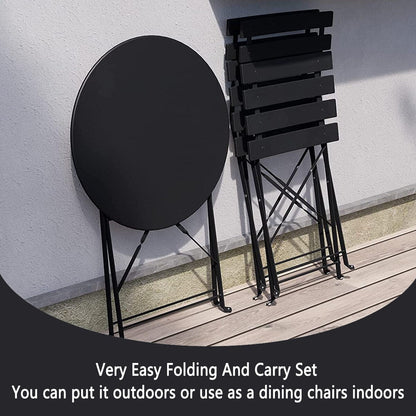 Set da bistrot pieghevole in metallo da 3 pezzi, set da conversazione per esterni/interni resistente alle intemperie, ideale per patio, cortile, giardino.
