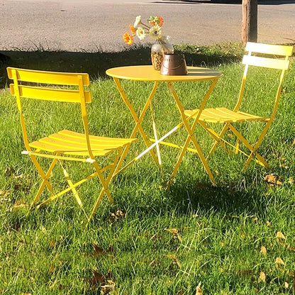 Set da bistrot pieghevole in metallo da 3 pezzi, set da conversazione per esterni/interni resistente alle intemperie, ideale per patio, cortile, giardino.