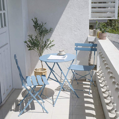Set da bistrot pieghevole in metallo da 3 pezzi, set da conversazione per esterni/interni resistente alle intemperie, ideale per patio, cortile, giardino.