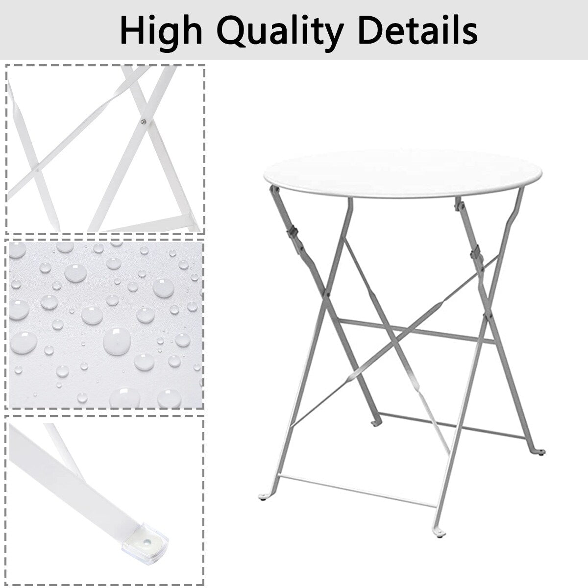 Set da bistrot pieghevole in metallo da 3 pezzi, set da conversazione per esterni/interni resistente alle intemperie, ideale per patio, cortile, giardino.