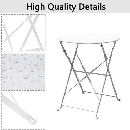 Set da bistrot pieghevole in metallo da 3 pezzi, set da conversazione per esterni/interni resistente alle intemperie, ideale per patio, cortile, giardino.