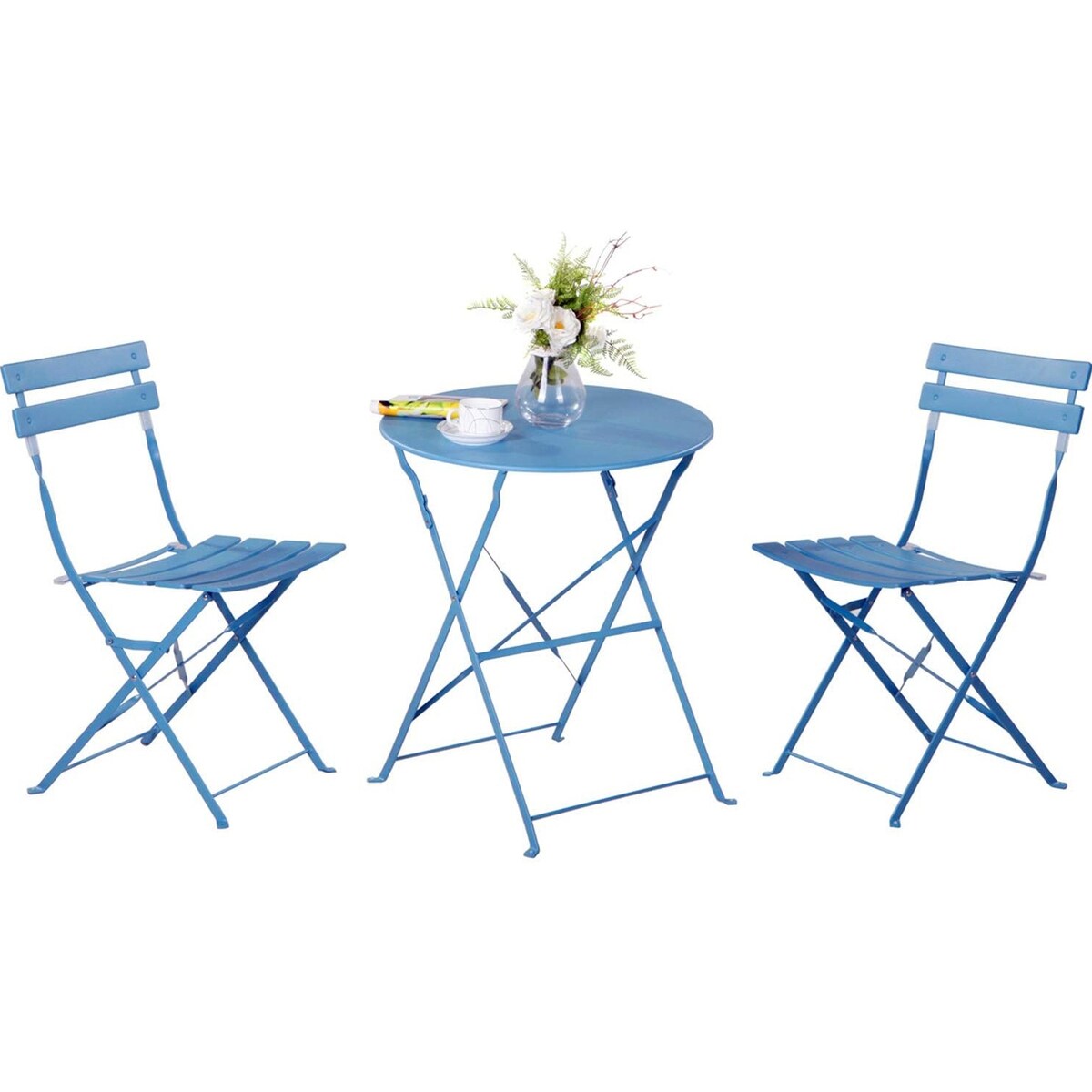 Set da bistrot pieghevole in metallo da 3 pezzi, set da conversazione per esterni/interni resistente alle intemperie, ideale per patio, cortile, giardino.