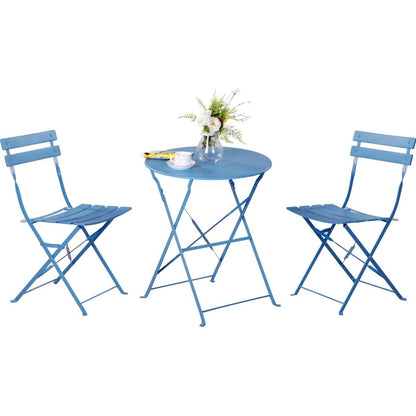 Set da bistrot pieghevole in metallo da 3 pezzi, set da conversazione per esterni/interni resistente alle intemperie, ideale per patio, cortile, giardino.