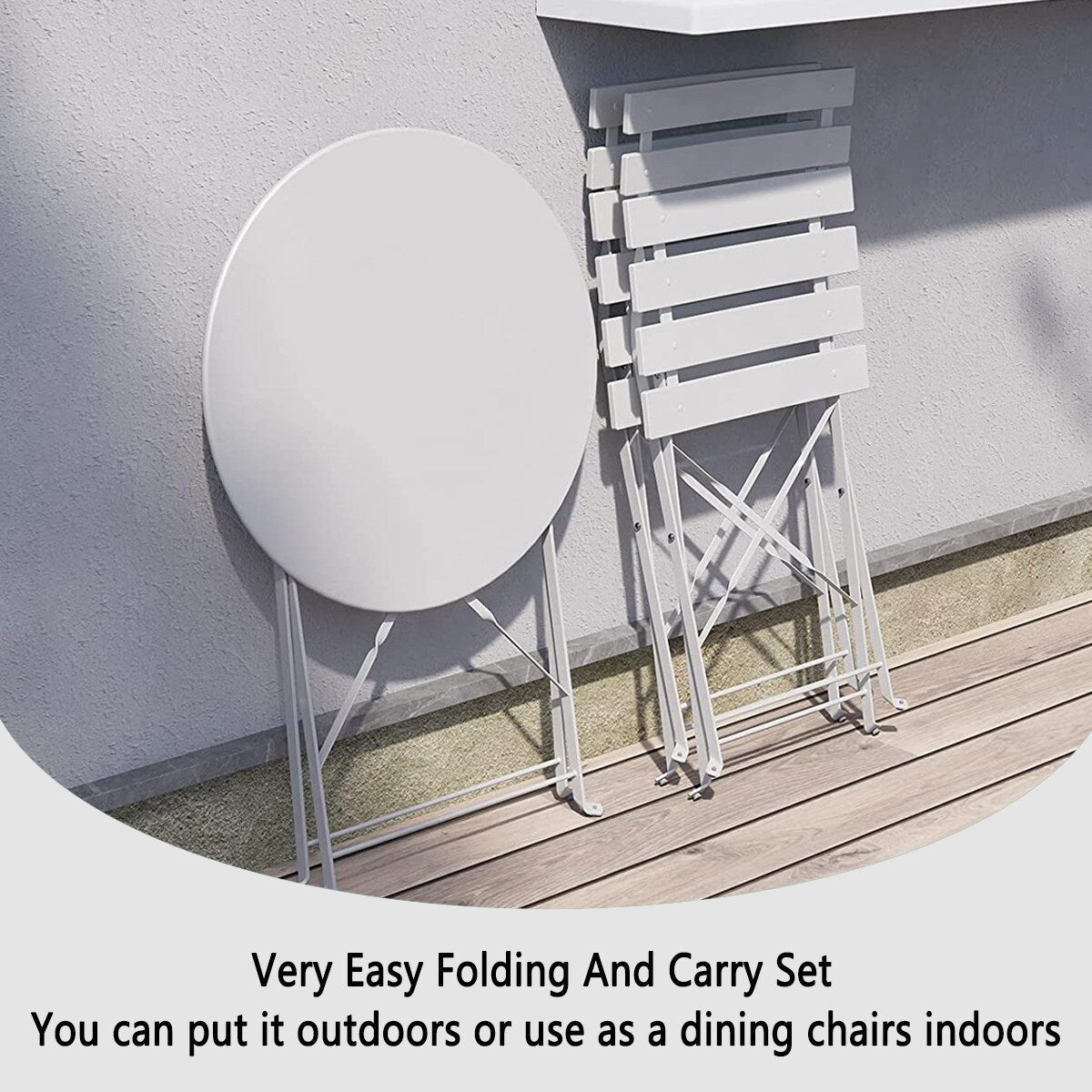 Set da bistrot pieghevole in metallo da 3 pezzi, set da conversazione per esterni/interni resistente alle intemperie, ideale per patio, cortile, giardino.