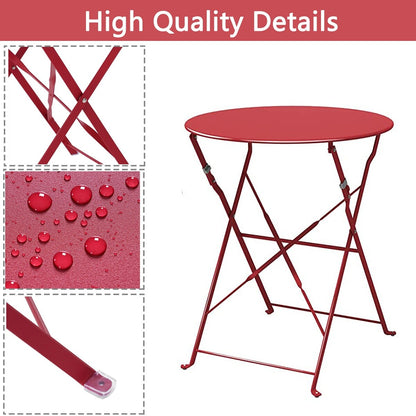 Set da bistrot pieghevole in metallo da 3 pezzi, set da conversazione per esterni/interni resistente alle intemperie, ideale per patio, cortile, giardino.
