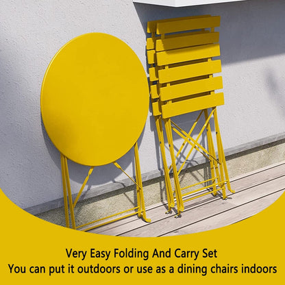 Set da bistrot pieghevole in metallo da 3 pezzi, set da conversazione per esterni/interni resistente alle intemperie, ideale per patio, cortile, giardino.