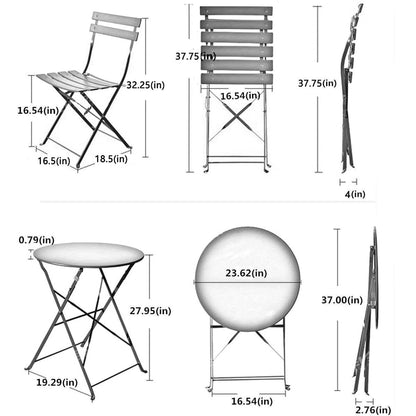 Set da bistrot pieghevole in metallo da 3 pezzi, set da conversazione per esterni/interni resistente alle intemperie, ideale per patio, cortile, giardino.
