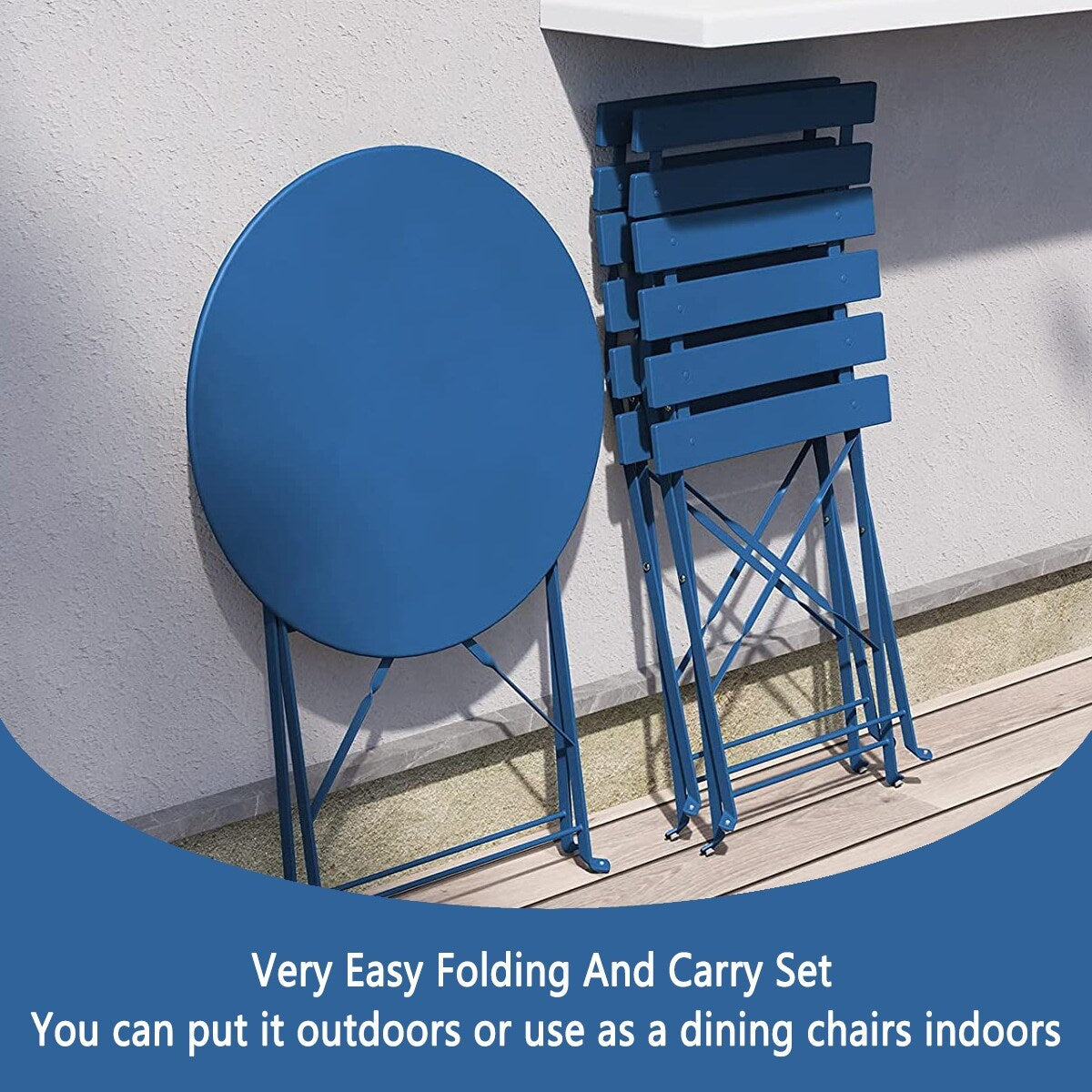 Set da bistrot pieghevole in metallo da 3 pezzi, set da conversazione per esterni/interni resistente alle intemperie, ideale per patio, cortile, giardino.