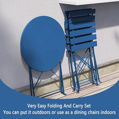 Set da bistrot pieghevole in metallo da 3 pezzi, set da conversazione per esterni/interni resistente alle intemperie, ideale per patio, cortile, giardino.