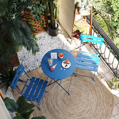 Set da bistrot pieghevole in metallo da 3 pezzi, set da conversazione per esterni/interni resistente alle intemperie, ideale per patio, cortile, giardino.