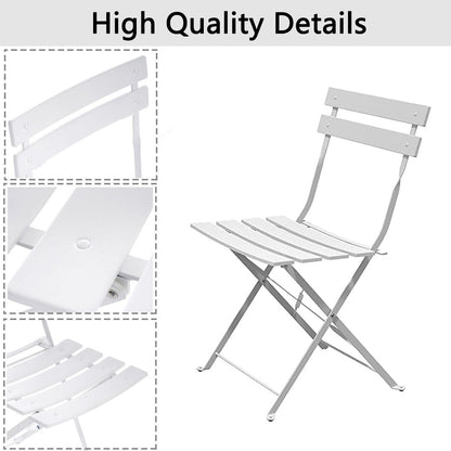 Set da bistrot pieghevole in metallo da 3 pezzi, set da conversazione per esterni/interni resistente alle intemperie, ideale per patio, cortile, giardino.