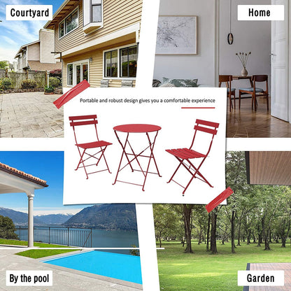 Set da bistrot pieghevole in metallo da 3 pezzi, set da conversazione per esterni/interni resistente alle intemperie, ideale per patio, cortile, giardino.