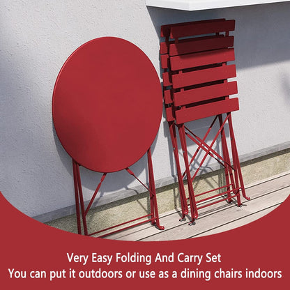 Set da bistrot pieghevole in metallo da 3 pezzi, set da conversazione per esterni/interni resistente alle intemperie, ideale per patio, cortile, giardino.