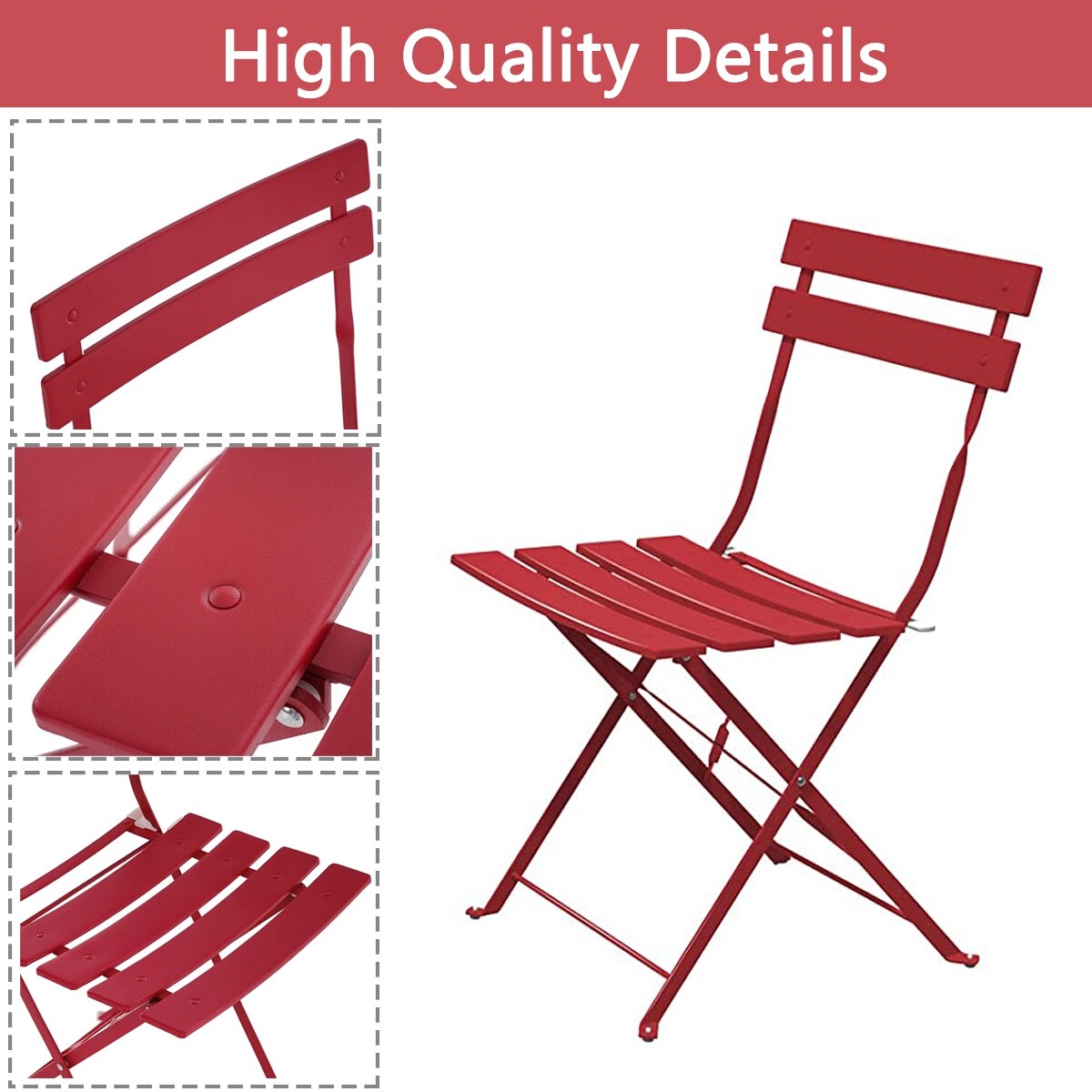 Set da bistrot pieghevole in metallo da 3 pezzi, set da conversazione per esterni/interni resistente alle intemperie, ideale per patio, cortile, giardino.