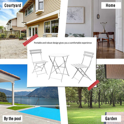Set da bistrot pieghevole in metallo da 3 pezzi, set da conversazione per esterni/interni resistente alle intemperie, ideale per patio, cortile, giardino.