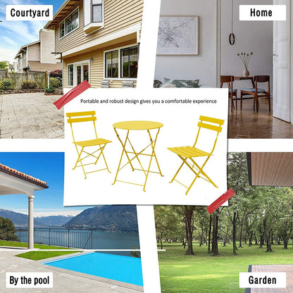 Set da bistrot pieghevole in metallo da 3 pezzi, set da conversazione per esterni/interni resistente alle intemperie, ideale per patio, cortile, giardino.