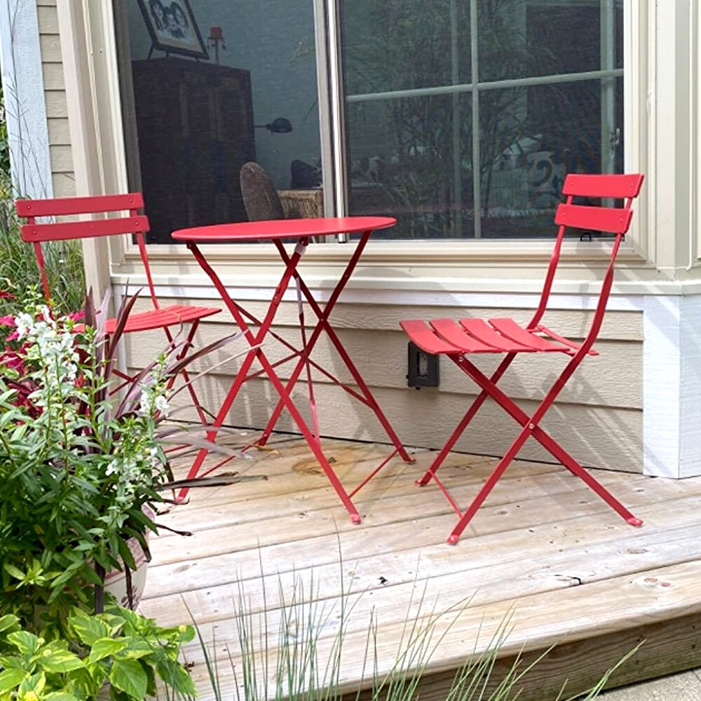 Set da bistrot pieghevole in metallo da 3 pezzi, set da conversazione per esterni/interni resistente alle intemperie, ideale per patio, cortile, giardino.