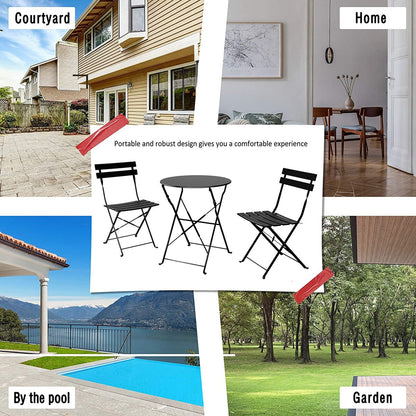 Set da bistrot pieghevole in metallo da 3 pezzi, set da conversazione per esterni/interni resistente alle intemperie, ideale per patio, cortile, giardino.