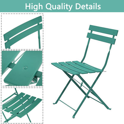 Set da bistrot pieghevole in metallo da 3 pezzi, set da conversazione per esterni/interni resistente alle intemperie, ideale per patio, cortile, giardino.