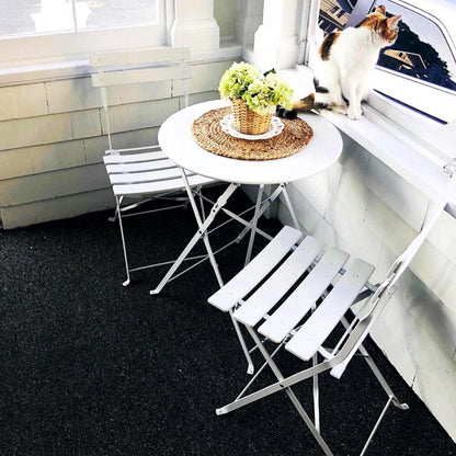 Set da bistrot pieghevole in metallo da 3 pezzi, set da conversazione per esterni/interni resistente alle intemperie, ideale per patio, cortile, giardino.