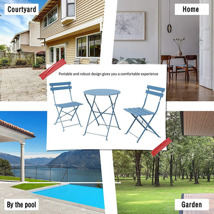 Set da bistrot pieghevole in metallo da 3 pezzi, set da conversazione per esterni/interni resistente alle intemperie, ideale per patio, cortile, giardino.