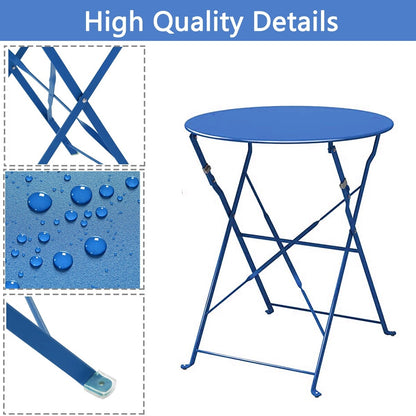 Set da bistrot pieghevole in metallo da 3 pezzi, set da conversazione per esterni/interni resistente alle intemperie, ideale per patio, cortile, giardino.