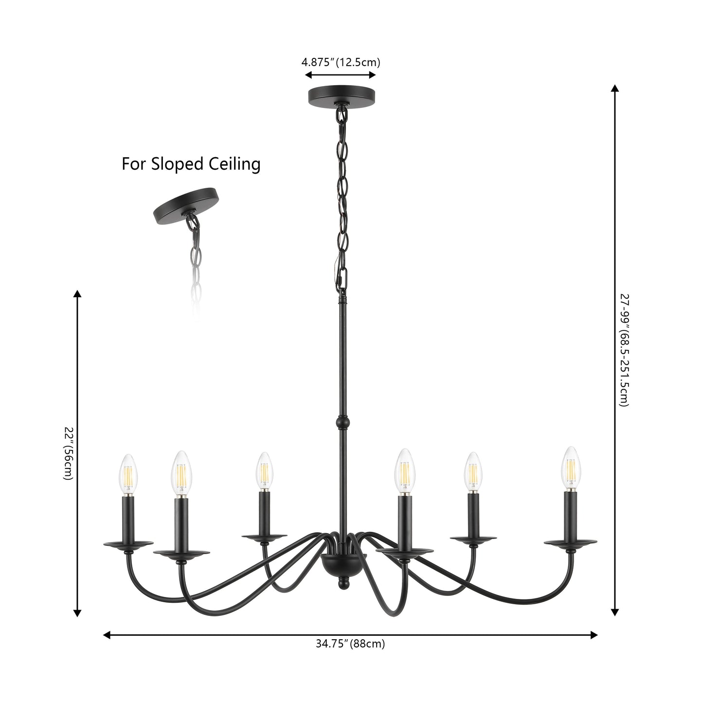 Lampadario a LED in ferro a 6 luci, 34,75 pollici, di JONATHAN Y
