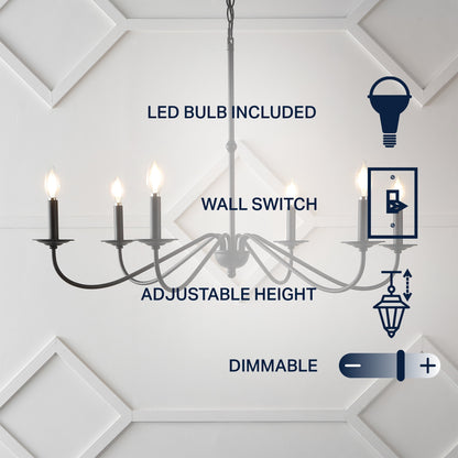Lampadario a LED in ferro a 6 luci, 34,75 pollici, di JONATHAN Y