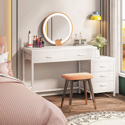 Scrivania per computer reversibile con 5 cassetti, scrivania da ufficio domestico con cassettiera e supporto per stampante