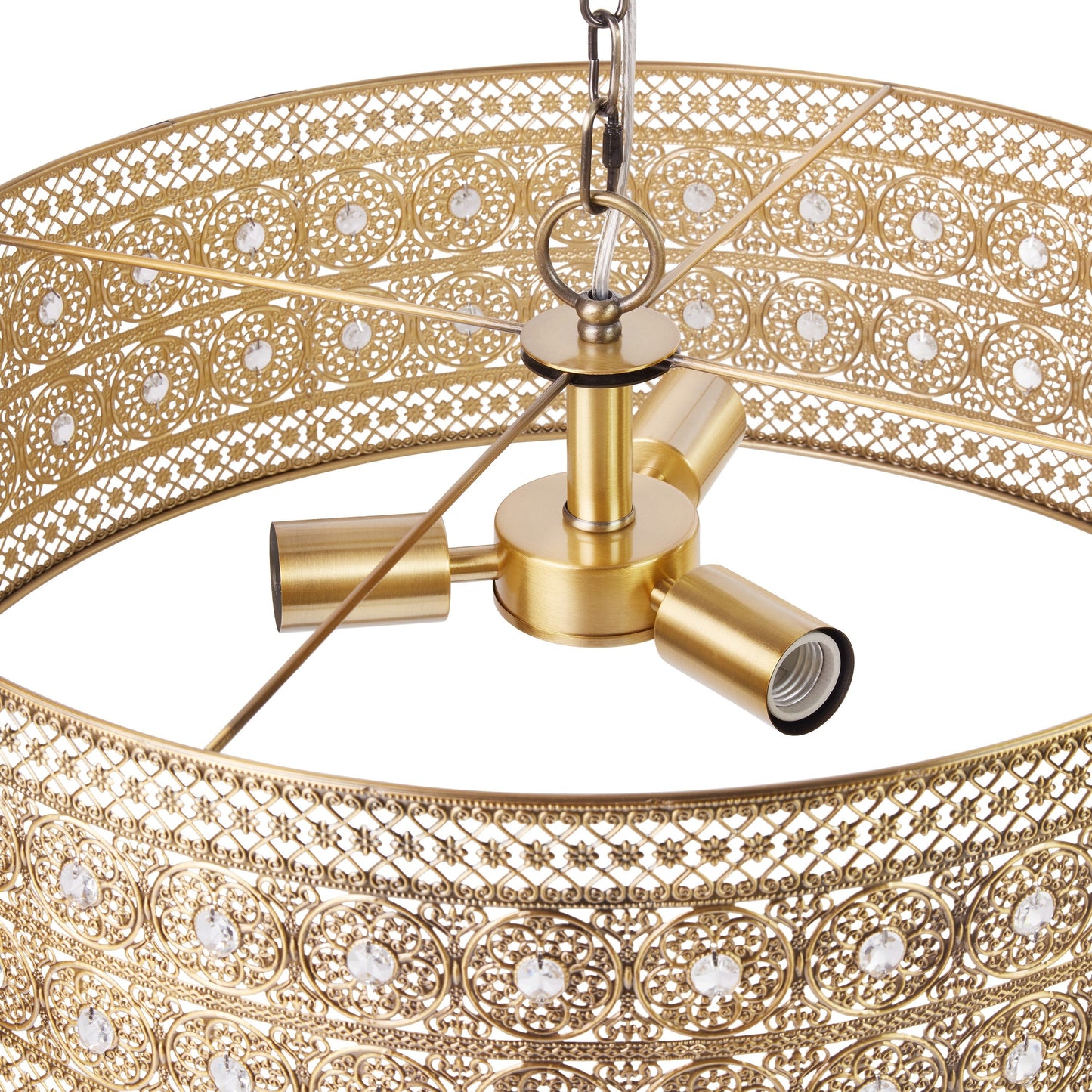 Lampadario River of Goods Bryar in ottone e cristallo da 23,5 W a 3 luci - 23,5 x 23,5 x 61,5