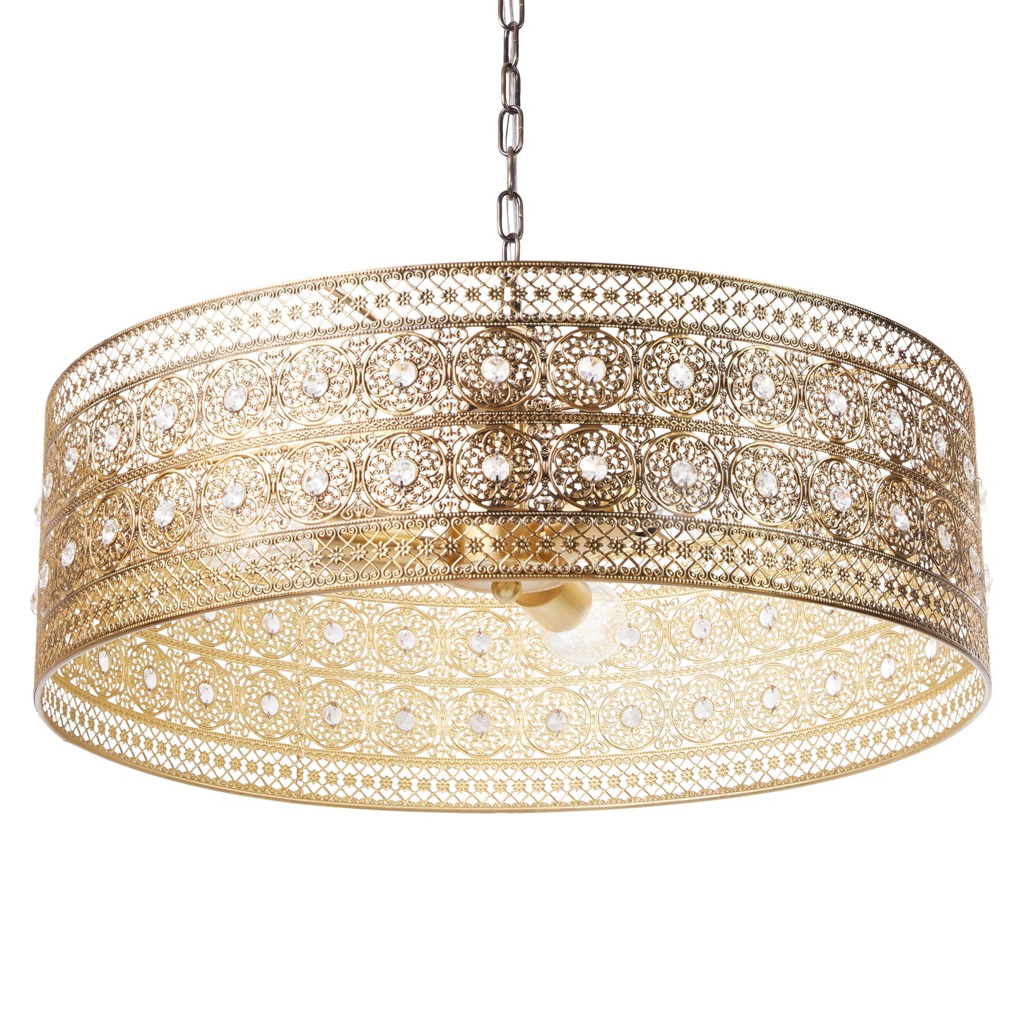 Lampadario River of Goods Bryar in ottone e cristallo da 23,5 W a 3 luci - 23,5 x 23,5 x 61,5