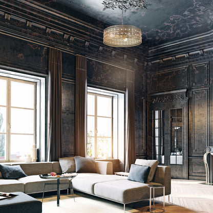 Lampadario River of Goods Bryar in ottone e cristallo da 23,5 W a 3 luci - 23,5 x 23,5 x 61,5