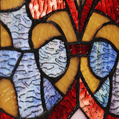 Rivestimento per finestre in vetro colorato con motivo Fleur De Lis in stile vittoriano di River of Goods - 24,1L x 0,6W x 91,4H