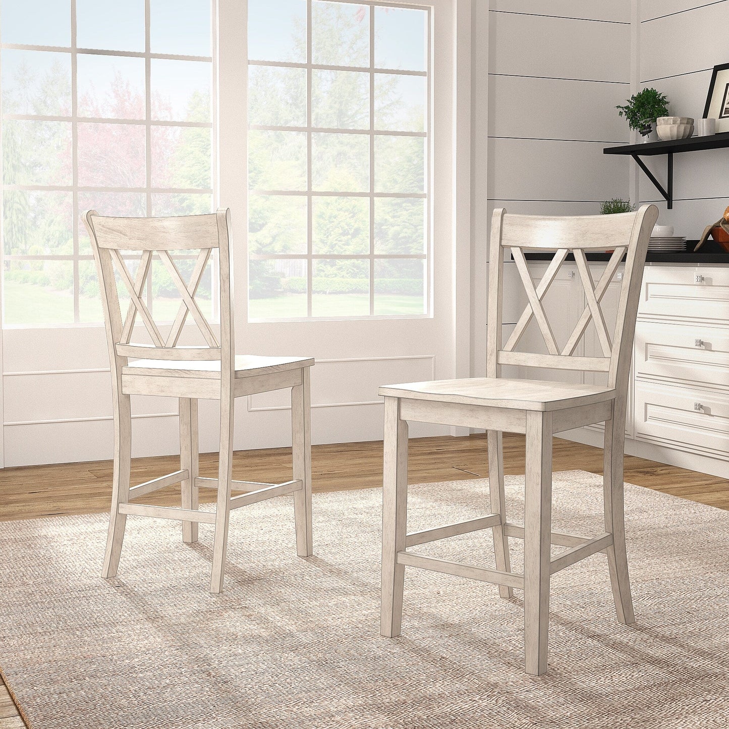 Sgabelli da banco Ronda con schienale a X doppia (confezione da 2)