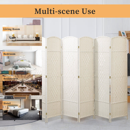 Paravento divisorio per ambienti, alto 180 cm, in fibra intrecciata, a pannelli pieghevoli, autoportante.