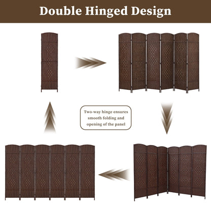 Paravento divisorio per ambienti, alto 180 cm, in fibra intrecciata, a pannelli pieghevoli, autoportante.