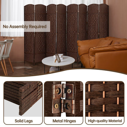 Paravento divisorio per ambienti, alto 180 cm, in fibra intrecciata, a pannelli pieghevoli, autoportante.