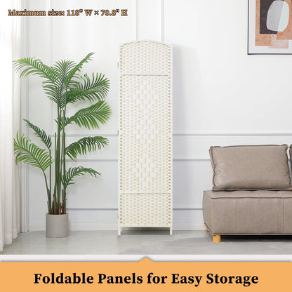 Paravento divisorio per ambienti, alto 180 cm, in fibra intrecciata, a pannelli pieghevoli, autoportante.