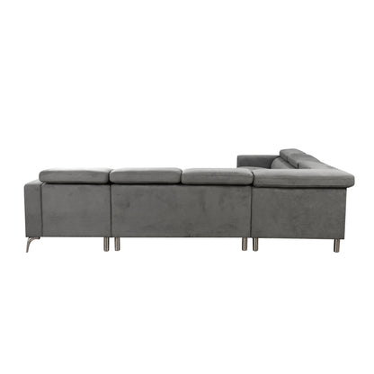 Roomfitters 122 Divano componibile extra large con chaise longue e vano portaoggetti, divano a forma di U contemporaneo a 7 posti.