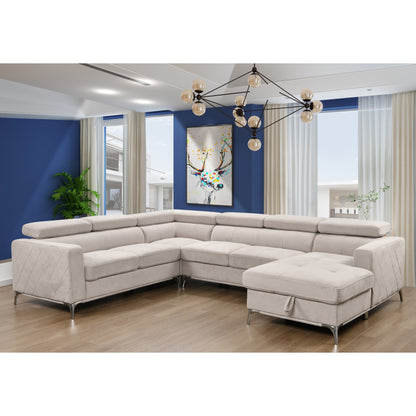 Roomfitters 122 Divano componibile extra large con chaise longue e vano portaoggetti, divano a forma di U contemporaneo a 7 posti.