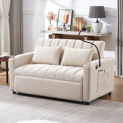 Roomfitters Divano letto trasformabile con porte USB, tasche laterali, portabicchieri e supporto girevole per cellulare per soggiorno