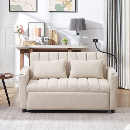 Roomfitters Divano letto trasformabile con porte USB, tasche laterali, portabicchieri e supporto girevole per cellulare per soggiorno