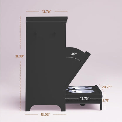 Stazione per la somministrazione del cibo al cane Roomfitters con 2 ciotole rialzate per cani, mobile porta-ciotole ribaltabile per animali domestici