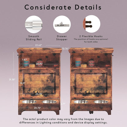 Stazione per la somministrazione del cibo al cane Roomfitters con 2 ciotole rialzate per cani, mobile porta-ciotole ribaltabile per animali domestici